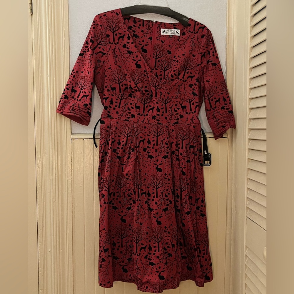 Hell Bunny Woodland Creatures 3/4 sleeve swing dress, 2XL